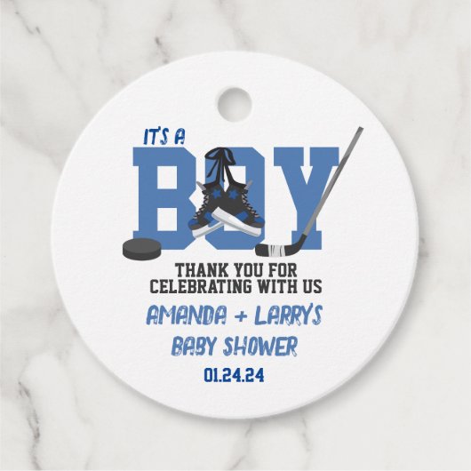 Eishockey-Baby-Dusche Geschenkanhänger (Vorderseite)