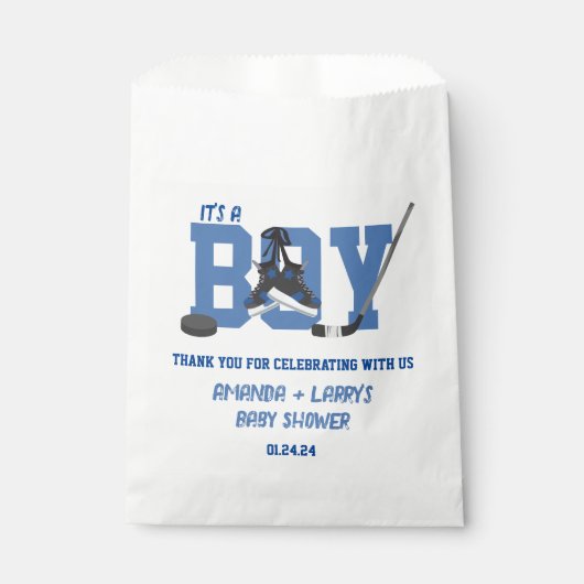 Eishockey-Baby-Dusche Geschenktütchen (Vorderseite)