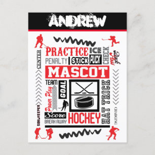 Eishockey-Begriffe für Jungen Personalisiert Postkarte