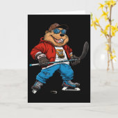 Eishockey Biber  Karte (Gelbe Blume)