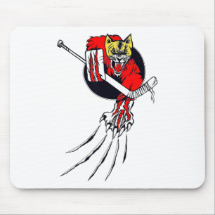 Eishockey-Biest-Torwart-Katze-Torwart-Männer-Fraue Mousepad