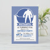 Eishockey, Blaue und weiße Streifen, Sport Einladung (Stehend Vorderseite)