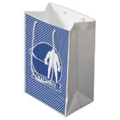 Eishockey, Blaue und weiße Streifen, Sport Mittlere Geschenktüte (Vorderseite Schrägansicht)