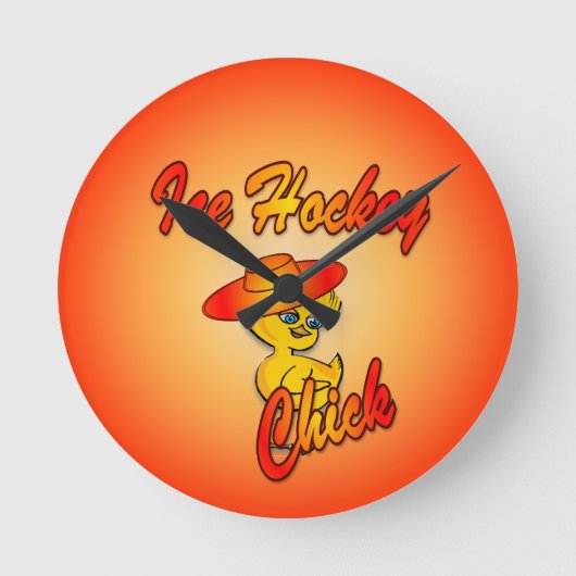 Eishockey-Chick #5 Runde Wanduhr (Vorderseite)