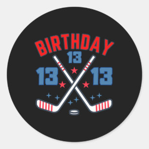 Eishockey Dreizehn Geburtstag Junge 13. Party Jung Runder Aufkleber