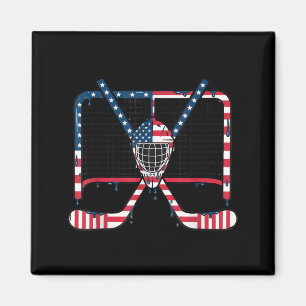 Eishockey-Drip-Torwart-Feld-Amerikanische-Flagge-J Magnet