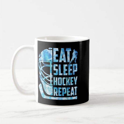 Eishockey Eat Sleep Hockey Wiederholung Funny Yout Kaffeetasse (Links)