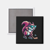 Eishockey Eichhörnchen Cool Gles Eislauf Magnet (Vorderseite/Rückseite)