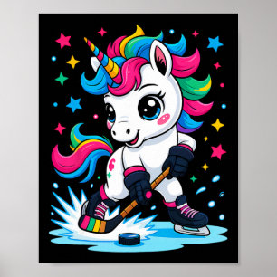 Eishockey Einhorn Kawaii Poster