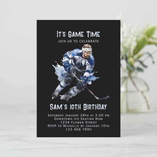 Eishockey Einladung zum Geburtstag, Eishockey-Part (Stehend Vorderseite)