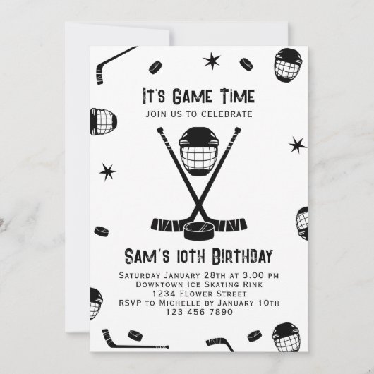 Eishockey Einladung zum Geburtstag, Eishockey-Part (Vorderseite)