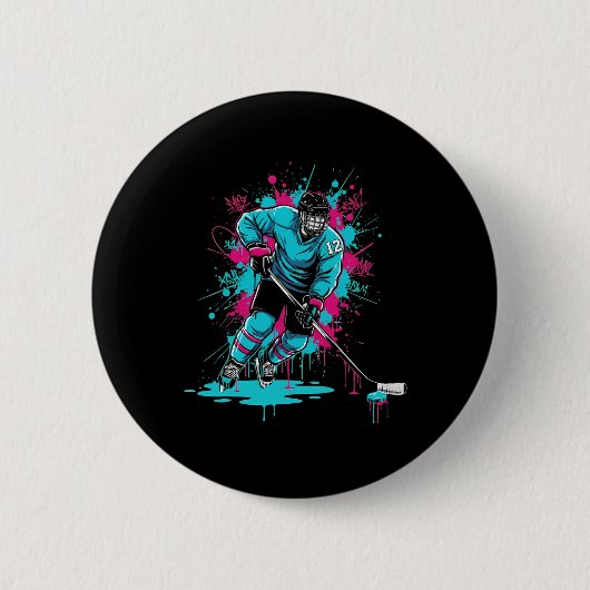 Eishockey-Eiscreme-Tropfen Nummer 12 12. Geburtsta Button (Vorderseite)