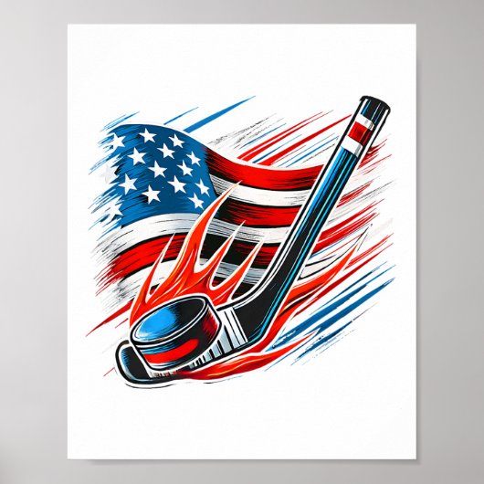 Eishockey-Fan-Players Patriotischer 4. Juli Ameri Poster (Vorne)