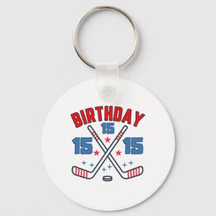 Eishockey Fünfzehn Geburtstag Junge 15. Party Jung Schlüsselanhänger