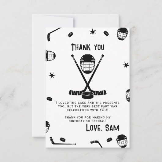 Eishockey Geburtstag, Eishockey-Party Dankeskarte (Vorderseite)