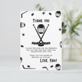 Eishockey Geburtstag, Eishockey-Party Dankeskarte (Stehend Vorderseite)