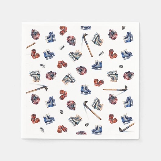 Eishockey Geburtstag Napkins, Eishockey-Party Serviette (Vorderseite)