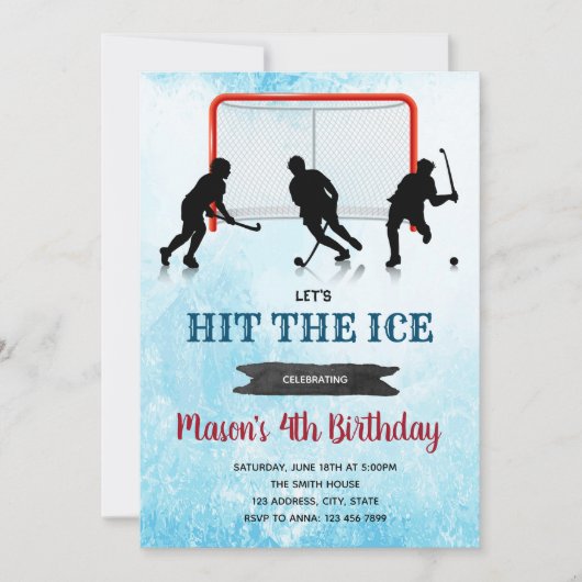 Eishockey-Geburtstagsfeier Einladung (Vorderseite)