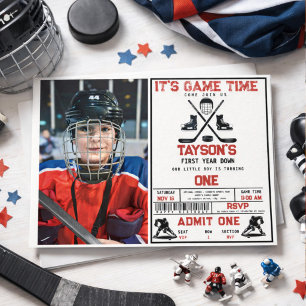 Eishockey-Geburtstagsfeier-Foto zum 1. Geburtstag Einladung