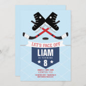 Eishockey-Geburtstagsparty Einladung (Vorne/Hinten)