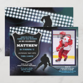 Eishockey Geburtstagsparty Sports Foto Game Boys Einladung (Vorne/Hinten)
