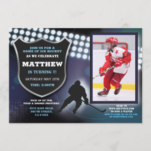 Eishockey Geburtstagsparty Sports Foto Game Boys Einladung