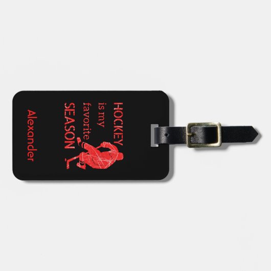 Eishockey Gepäckmarke Lieblingssaison rot Gepäckanhänger (Vorderseite horizontal)