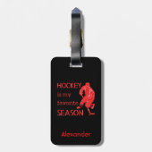 Eishockey Gepäckmarke Lieblingssaison rot Gepäckanhänger (Rückseite vertikal)