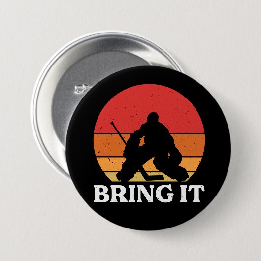 Eishockey Goalie bringen es Button (Vorne & Hinten)