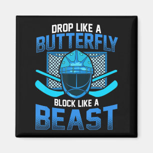 Eishockey-Goalie-Drop wie ein Schmetterlingsblock Magnet