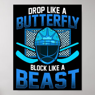 Eishockey-Goalie-Drop wie ein Schmetterlingsblock  Poster