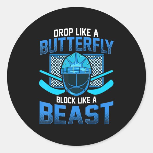 Eishockey-Goalie-Drop wie ein Schmetterlingsblock  Runder Aufkleber (Vorderseite)