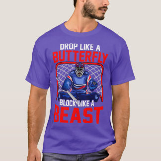Eishockey-Goalie-Drop wie ein Schmetterlingsblock  T-Shirt