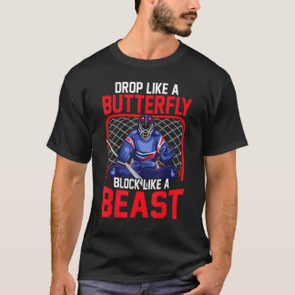 Eishockey-Goalie-Drop wie ein Schmetterlingsblock  T-Shirt