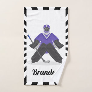 Eishockey Goalkeeper Spieler Lila Kinder Handtuch