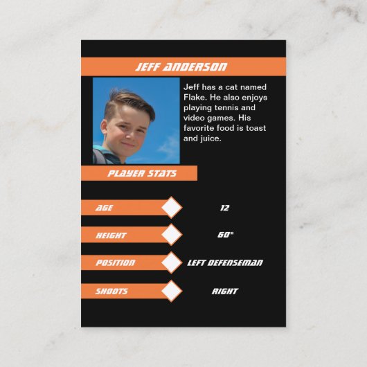 Eishockey-Handelskarte im lebhaften Orange Telefonnummerkarte (Rückseite)