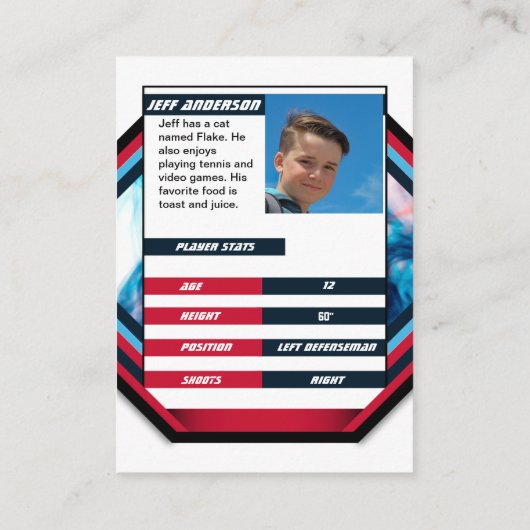 Eishockey-Handelskarte in Cool Red Blue White Visitenkarte (Rückseite)