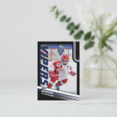 Eishockey-Handelskarte in Dynamic Blue Black Telefonnummerkarte (Stehend Vorderseite)