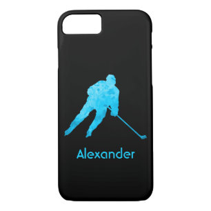 Eishockey Handy-Player Name Schwarz Türkis Case-Mate iPhone Hülle