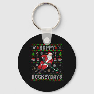 Eishockey hässlicher Weihnachtsmann Happy Hockey Schlüsselanhänger