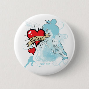 Eishockey Herz Liebe Hockey Flare für Frauen und M Button