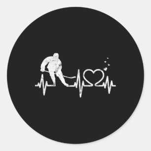 Eishockey Herz Valentinstag Herzschlag Jungen Mädc Runder Aufkleber