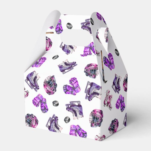 Eishockey Ice-Skaten Girls Rosa Lila Geburtstag Geschenkschachtel (Vorderseite)