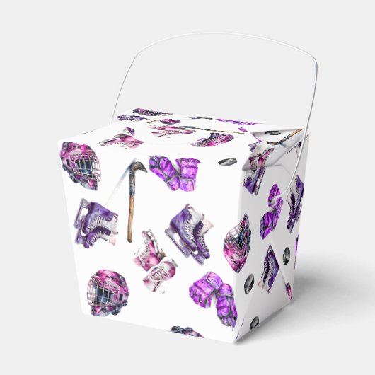 Eishockey Ice-Skaten Girls Rosa Lila Geburtstag Geschenkschachtel (Vorderseite)