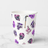 Eishockey Ice-Skaten Girls Rosa Lila Geburtstag Pappbecher (Rückseite)