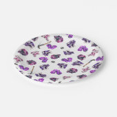 Eishockey Ice-Skaten Girls Rosa Lila Pappteller (Schrägansicht)