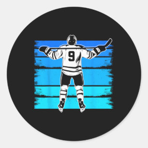Eishockey-Jungen Nummer 9 9. Geburtstag 9 Jahre al Runder Aufkleber