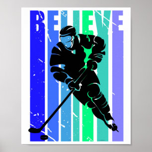 Eishockey Jungen Retro Vintage Eishockeyspieler Co Poster