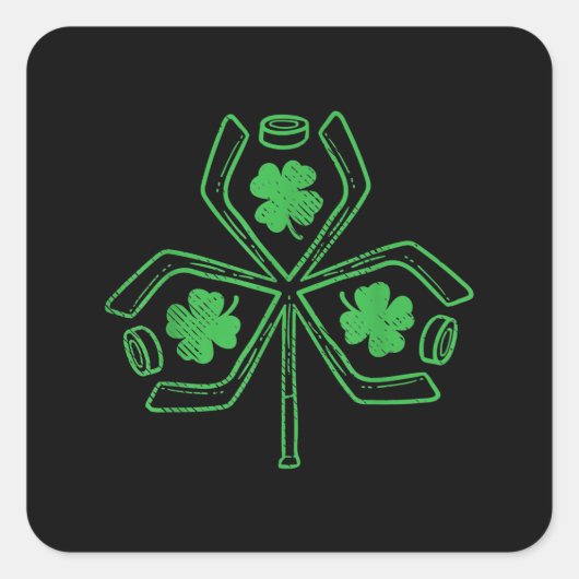Eishockey-Kleeblatt am St Patricks Day Player Quadratischer Aufkleber (Vorderseite)