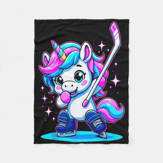 Eishockey Mädchen Dabbing Einhorn Fleecedecke (Vorderseite)